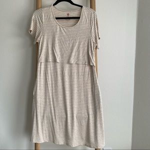 Kindred Bravely Eleanora Bamboo Maternity & Nursing Lounge Dress Oatmeal -Size M